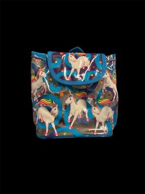 Lisa Frank Markie mini backpack vintage unicorn clear and blue design